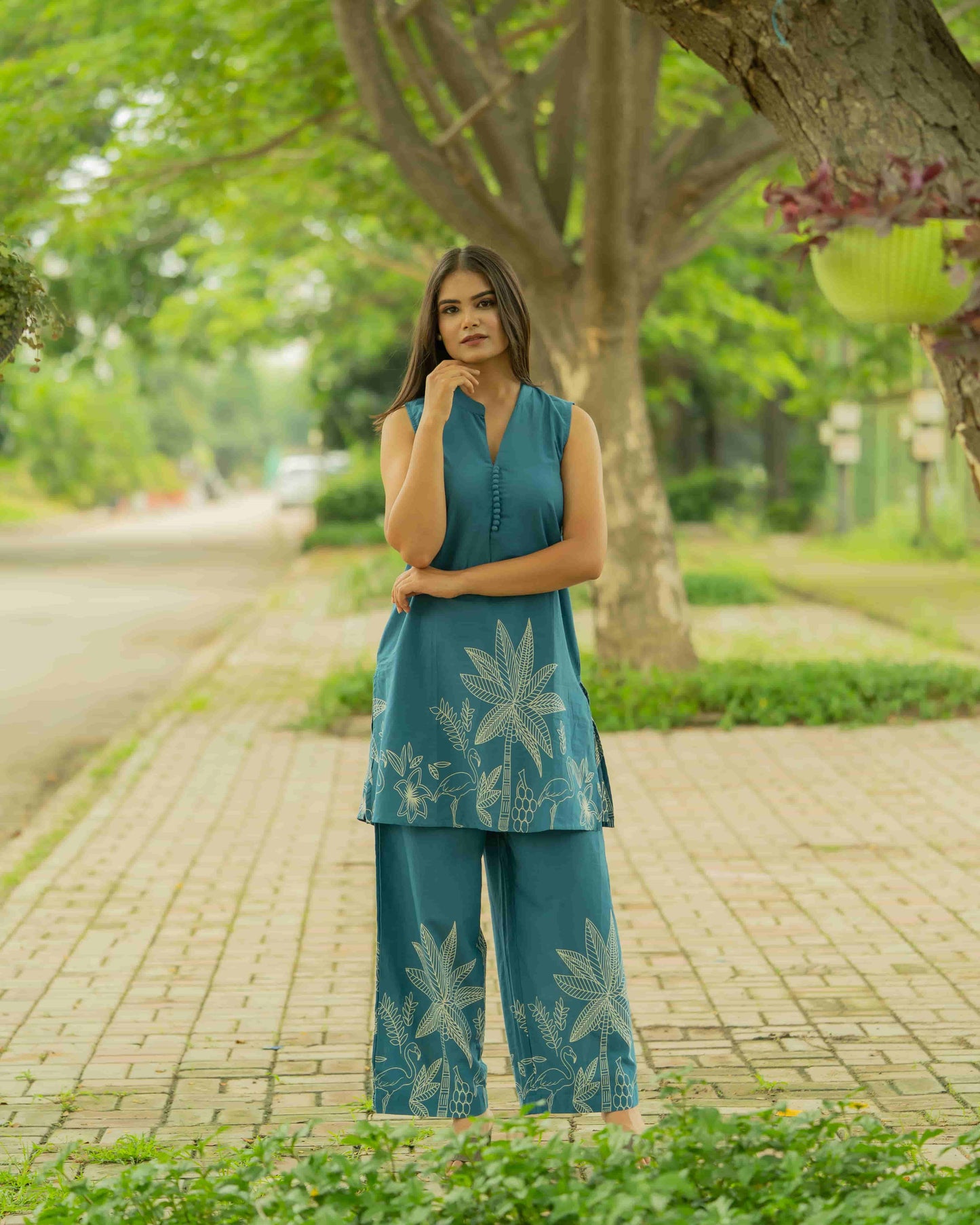 Blue Everyday Sleevless Co-ord Set