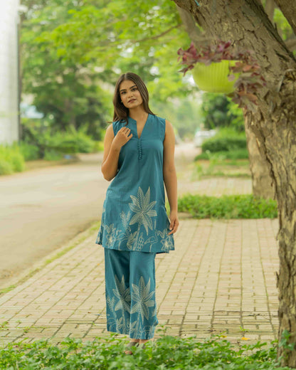 Blue Everyday Sleevless Co-ord Set