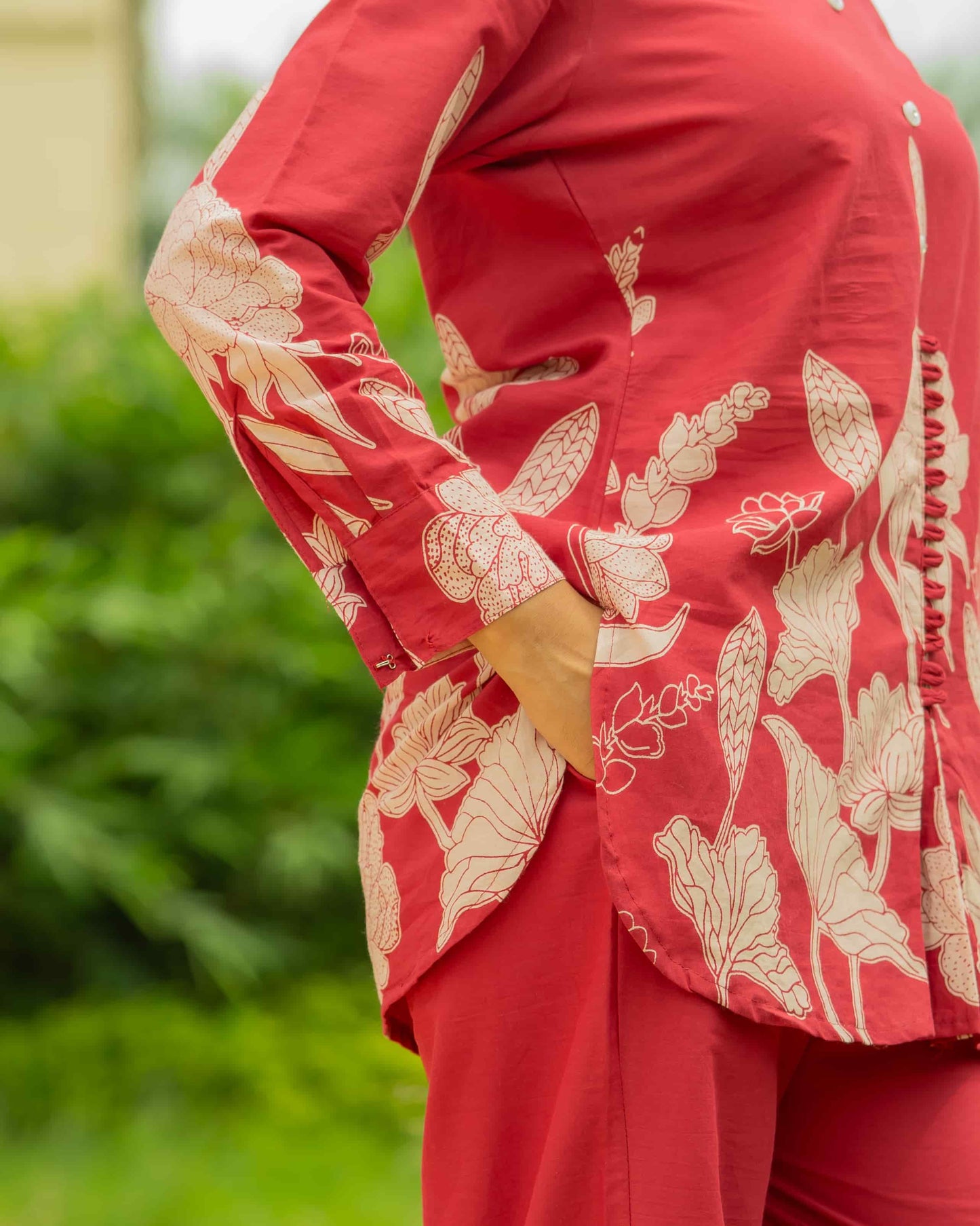 Red Crimson Cotton Co-ord Set