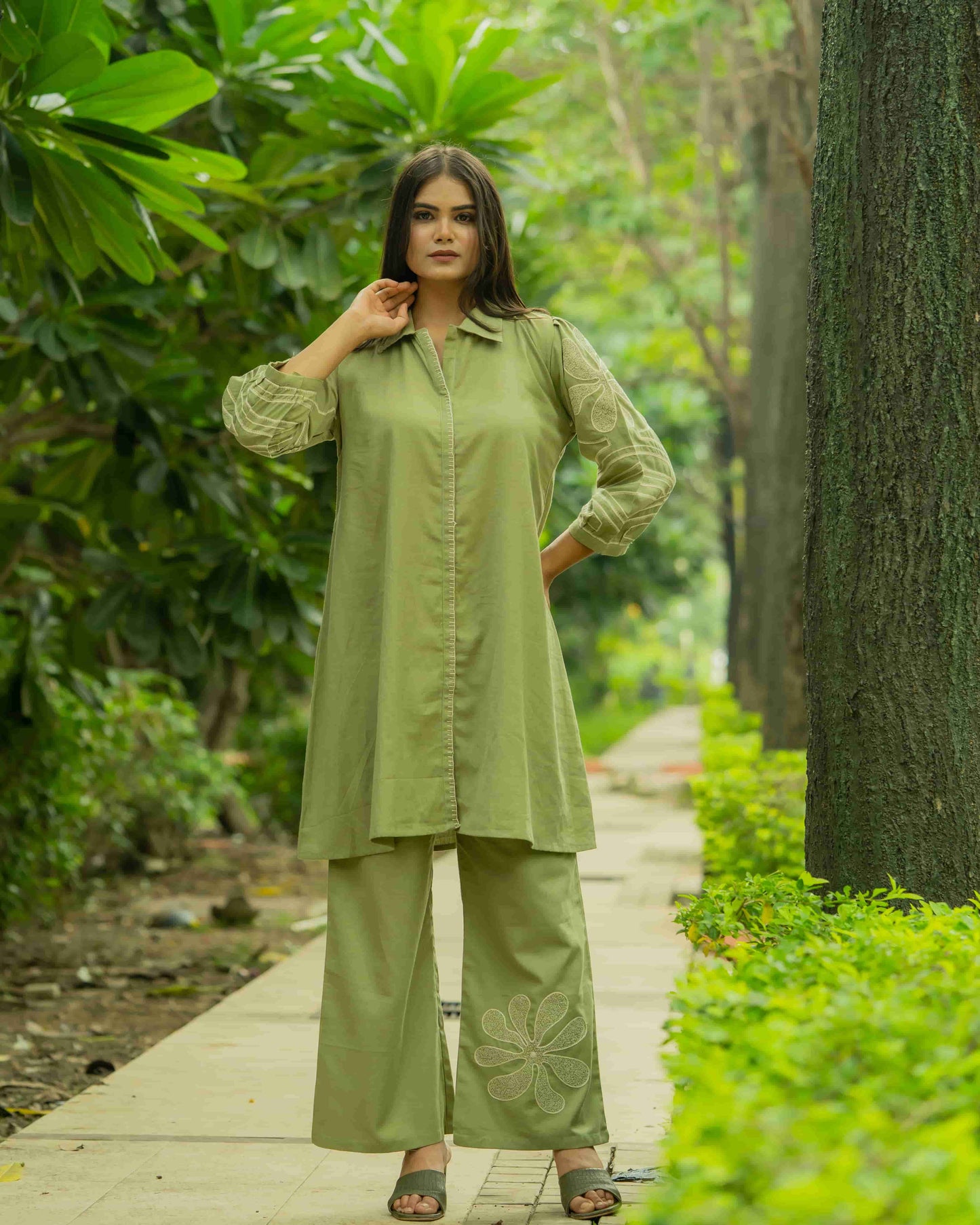 Lush Green Embroidered Co-ord Set