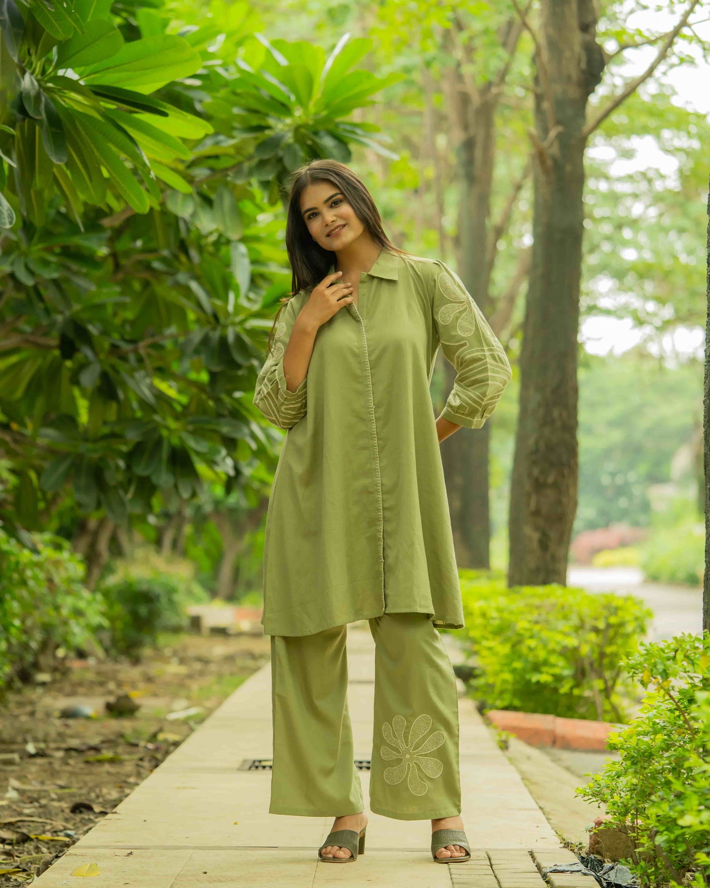 Lush Green Embroidered Co-ord Set