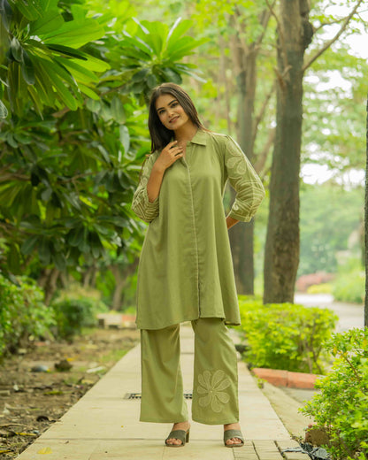 Lush Green Embroidered Co-ord Set