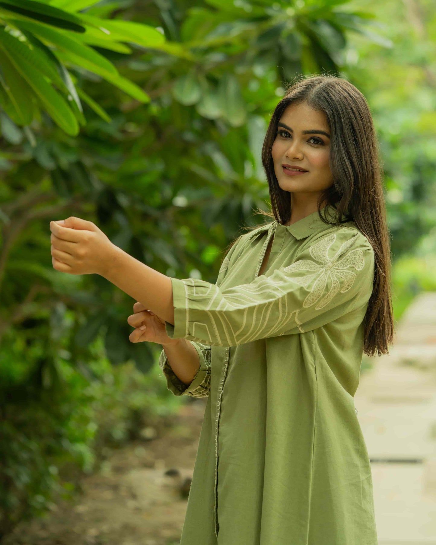 Lush Green Embroidered Co-ord Set