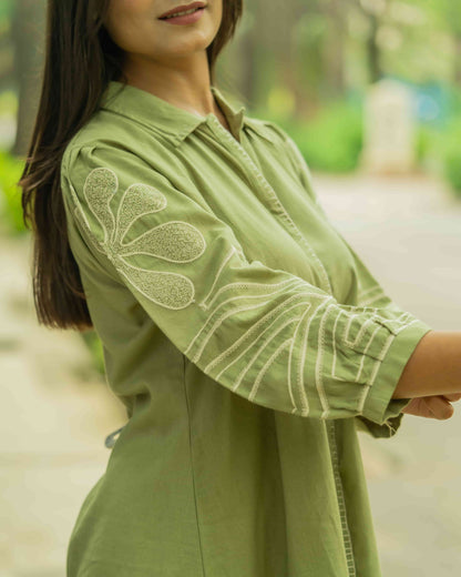 Lush Green Embroidered Co-ord Set