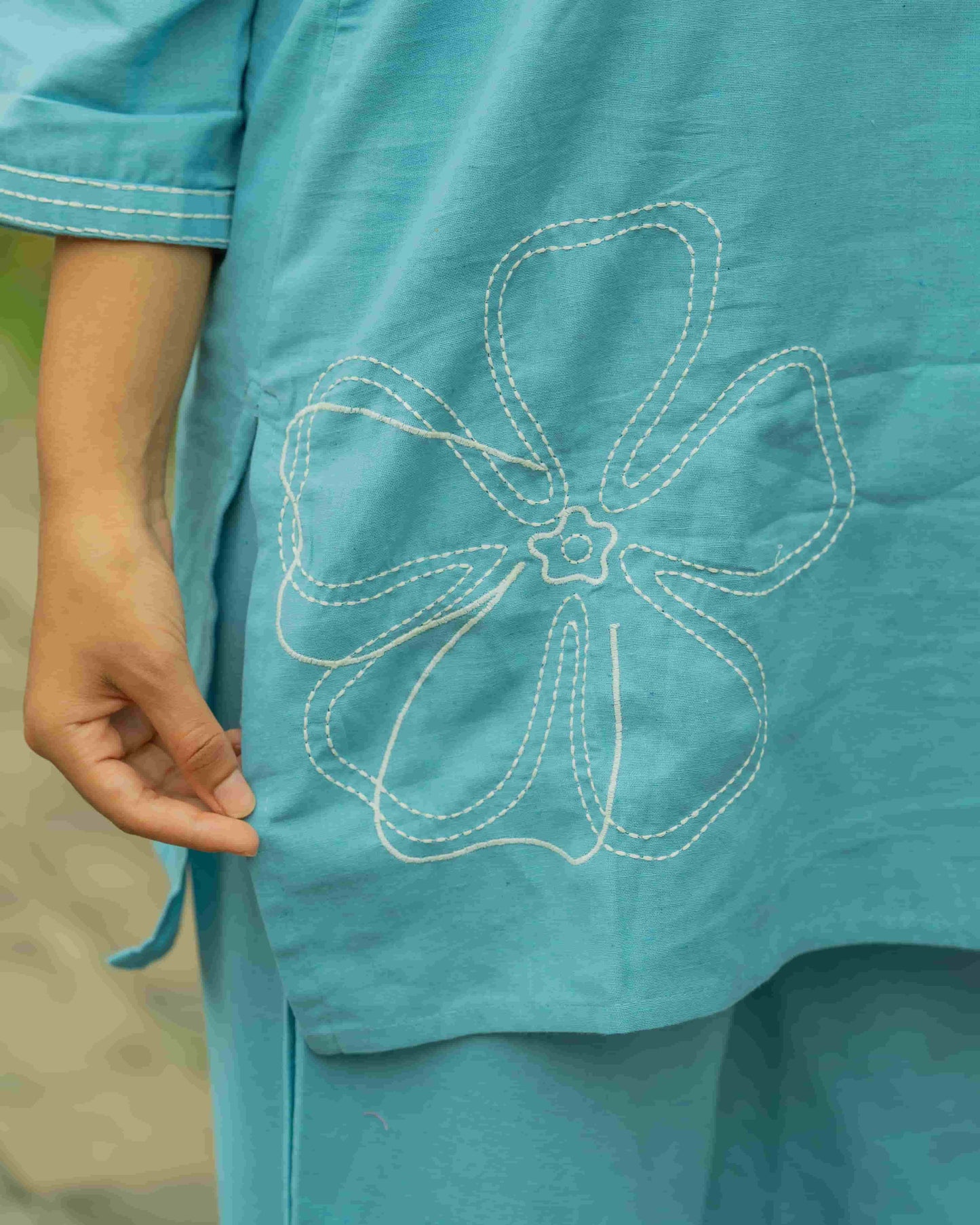 Sky Blue Thread Work Co-ord Set