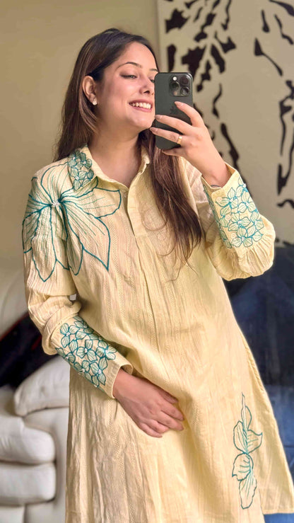 Off-White Flower Embroidered Set