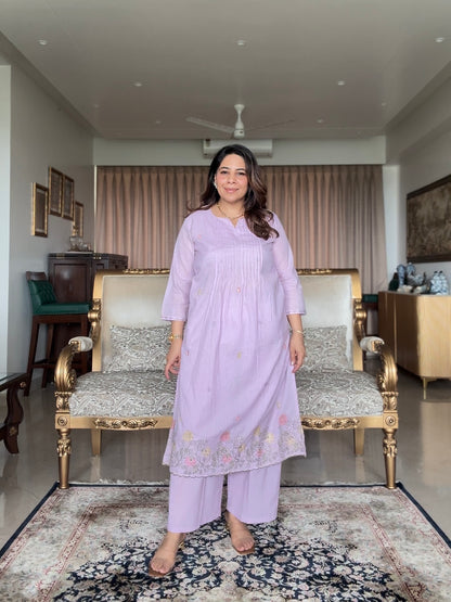 Lavender Hand Embroidered Set